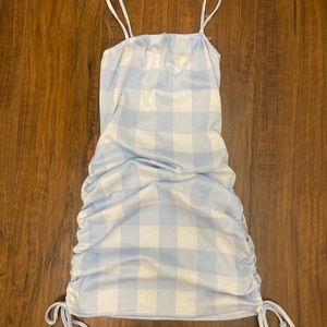 Blue and white mini dress
